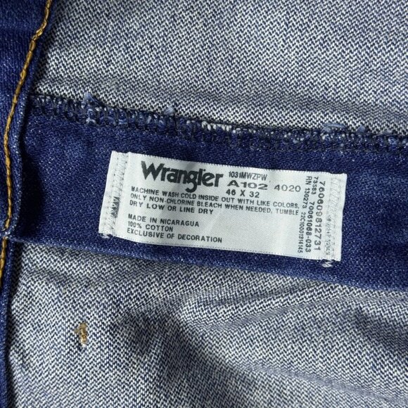 Wrangler Men's Straight Jeans Blue Denim Western Cowboy Cut Relaxed Fit 46x32 - Picture 14 of 16